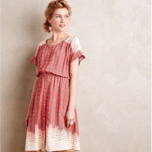 Anthro Maeve Veronia Shirt Dress in Red Cream